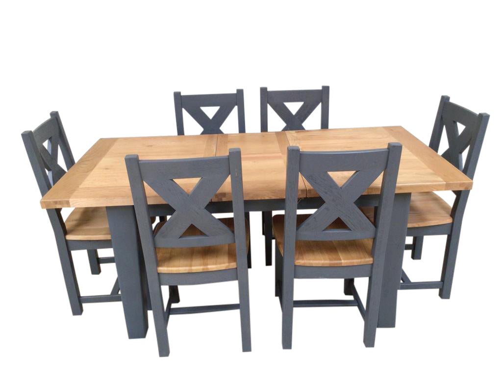 Calgary Oak 1.4m Ext Dining Set painted Night Blue