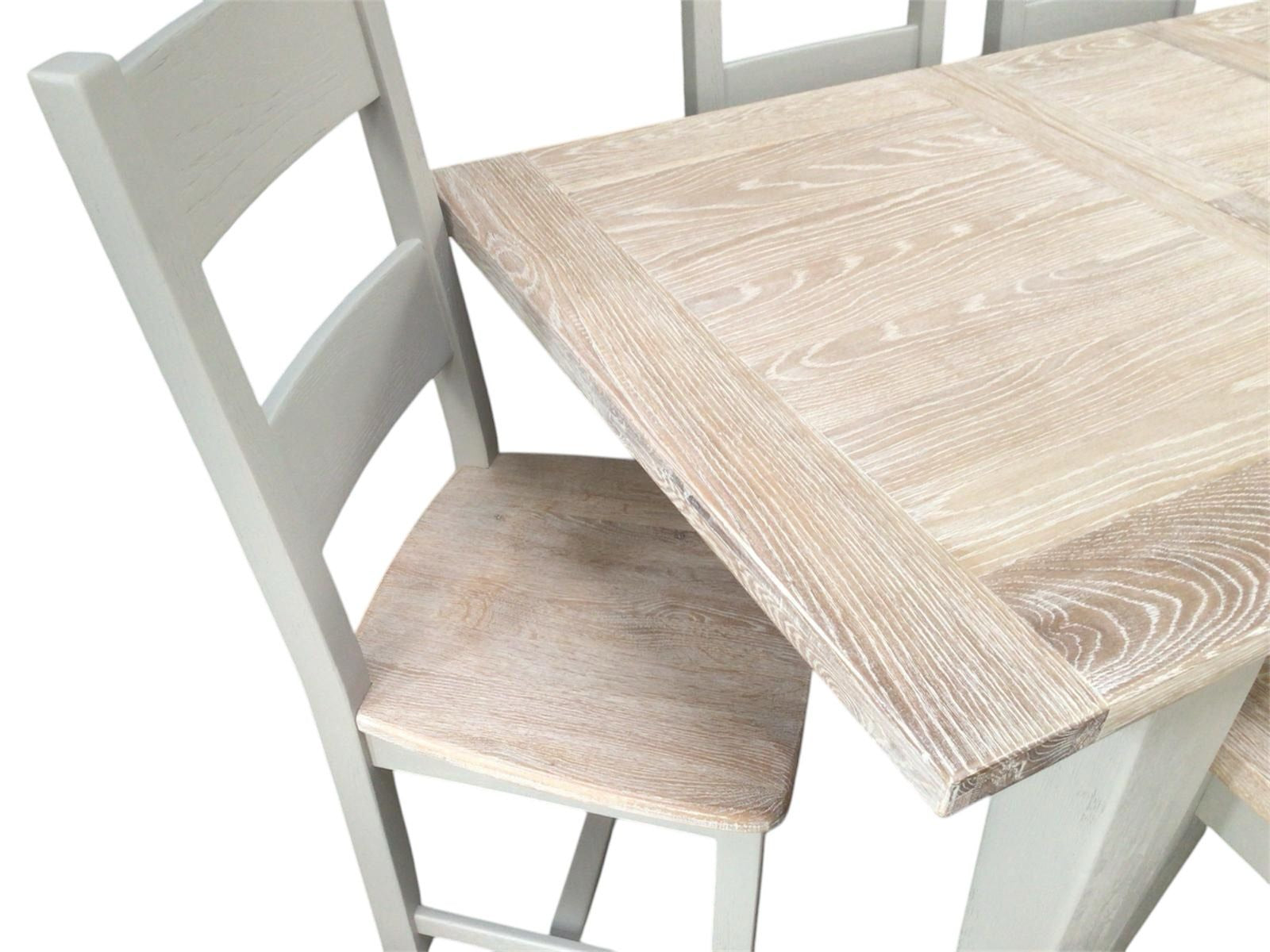 Calgary Oak 1.4m Ext Dining Set painted Oyster with a Ciffa Finish