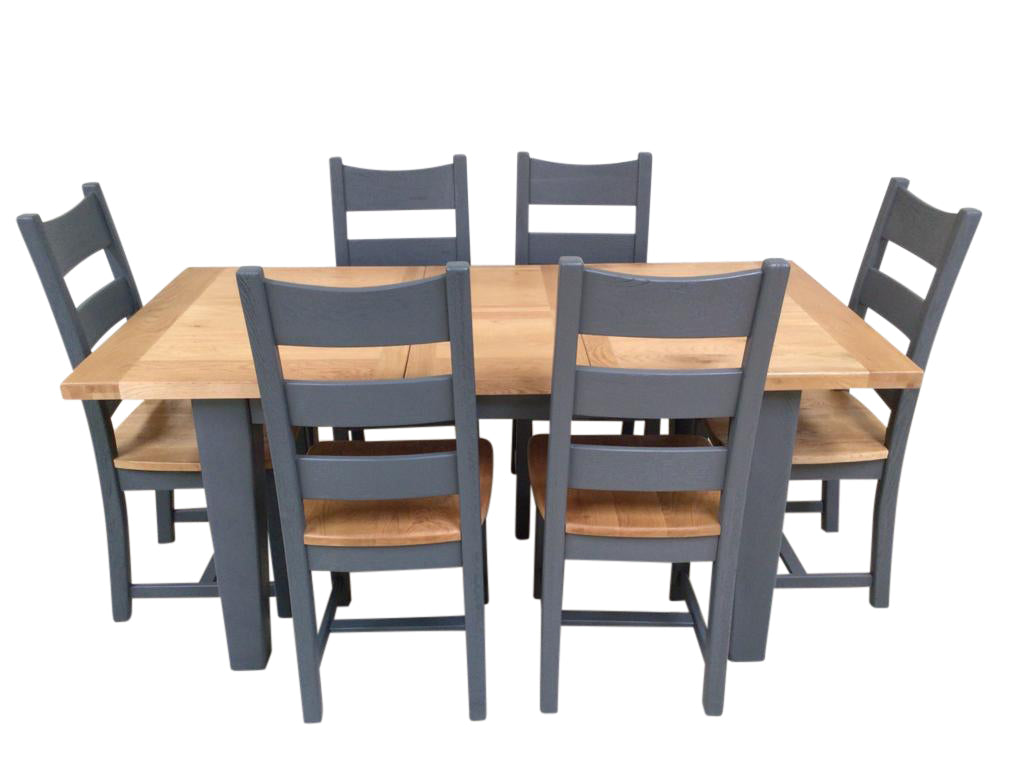 Calgary Oak 1.4m Ext Dining Set painted Night Blue