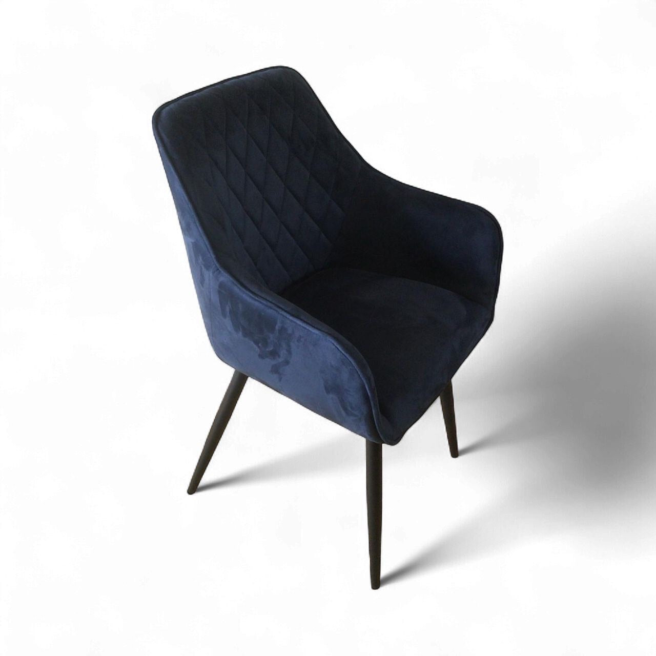 Clover Quilted Dining Chair - Deep Blue Faux Suede
