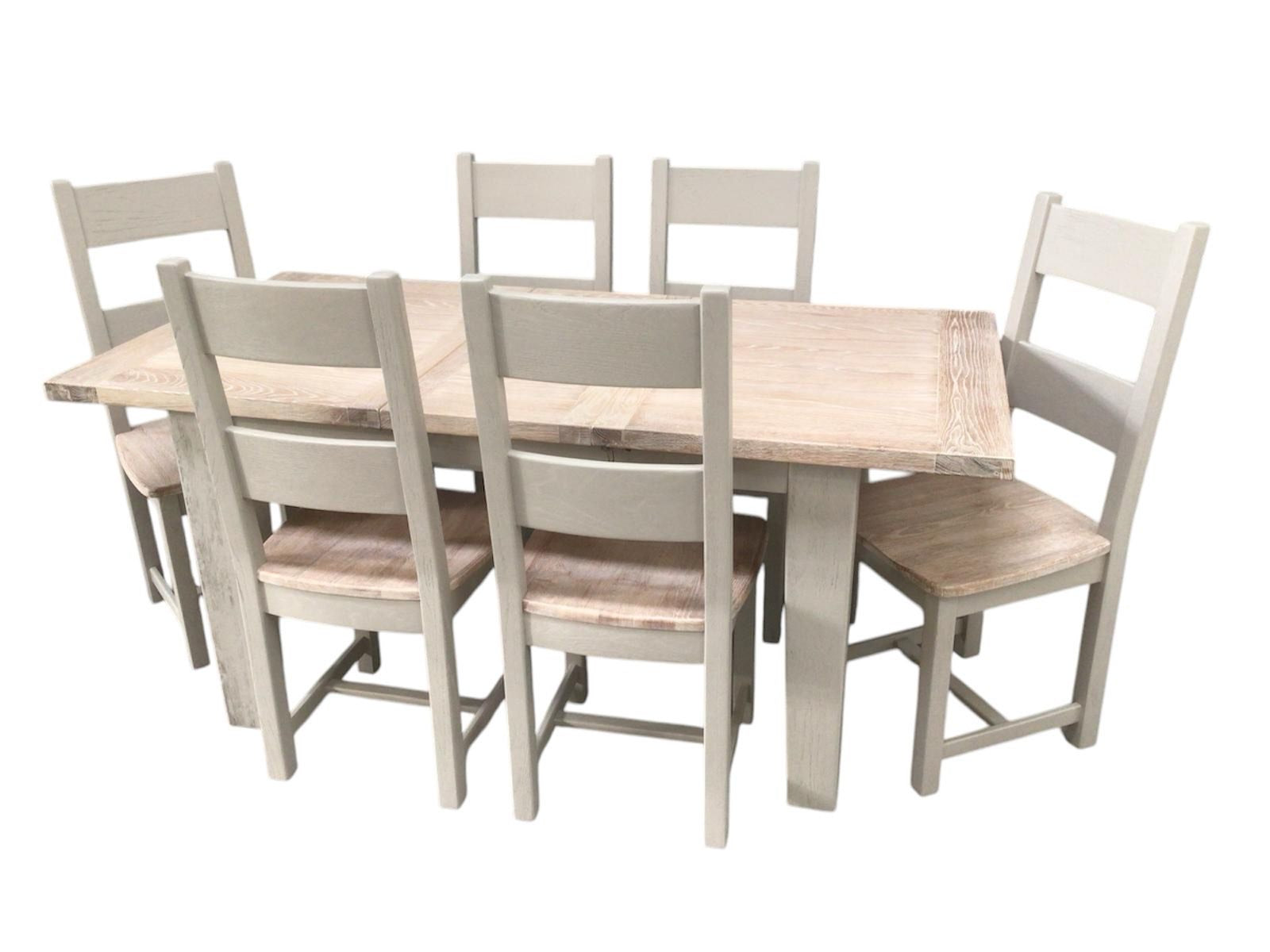 Calgary Oak 1.4m Ext Dining Set painted Oyster with a Ciffa Finish