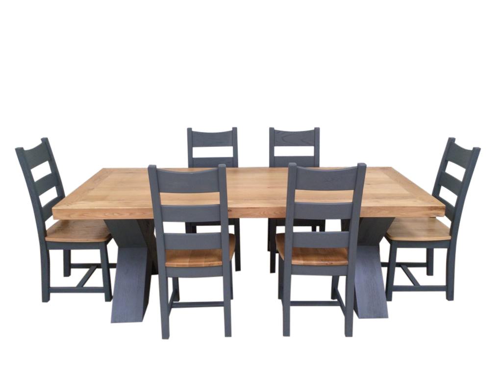 Maximus Oak 2.3m Dining Set painted Night Blue