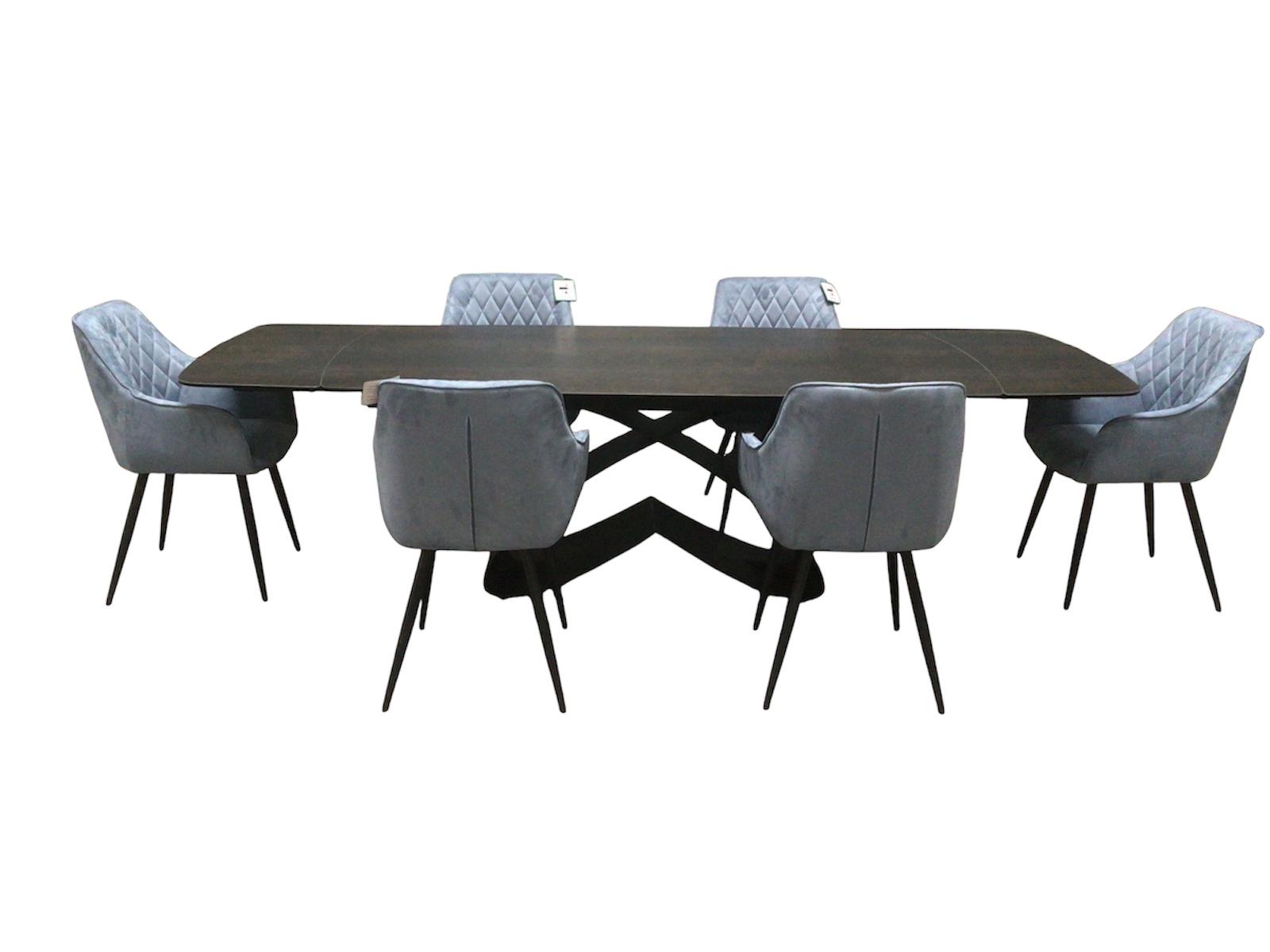 Milan Graphite Ceramic 2m / 2.8m Extension Dining Set