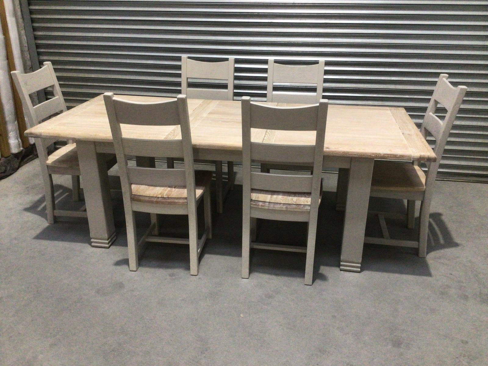 Danube Oak 1.8m Ext Dining Set painted Oyster - Ex Display
