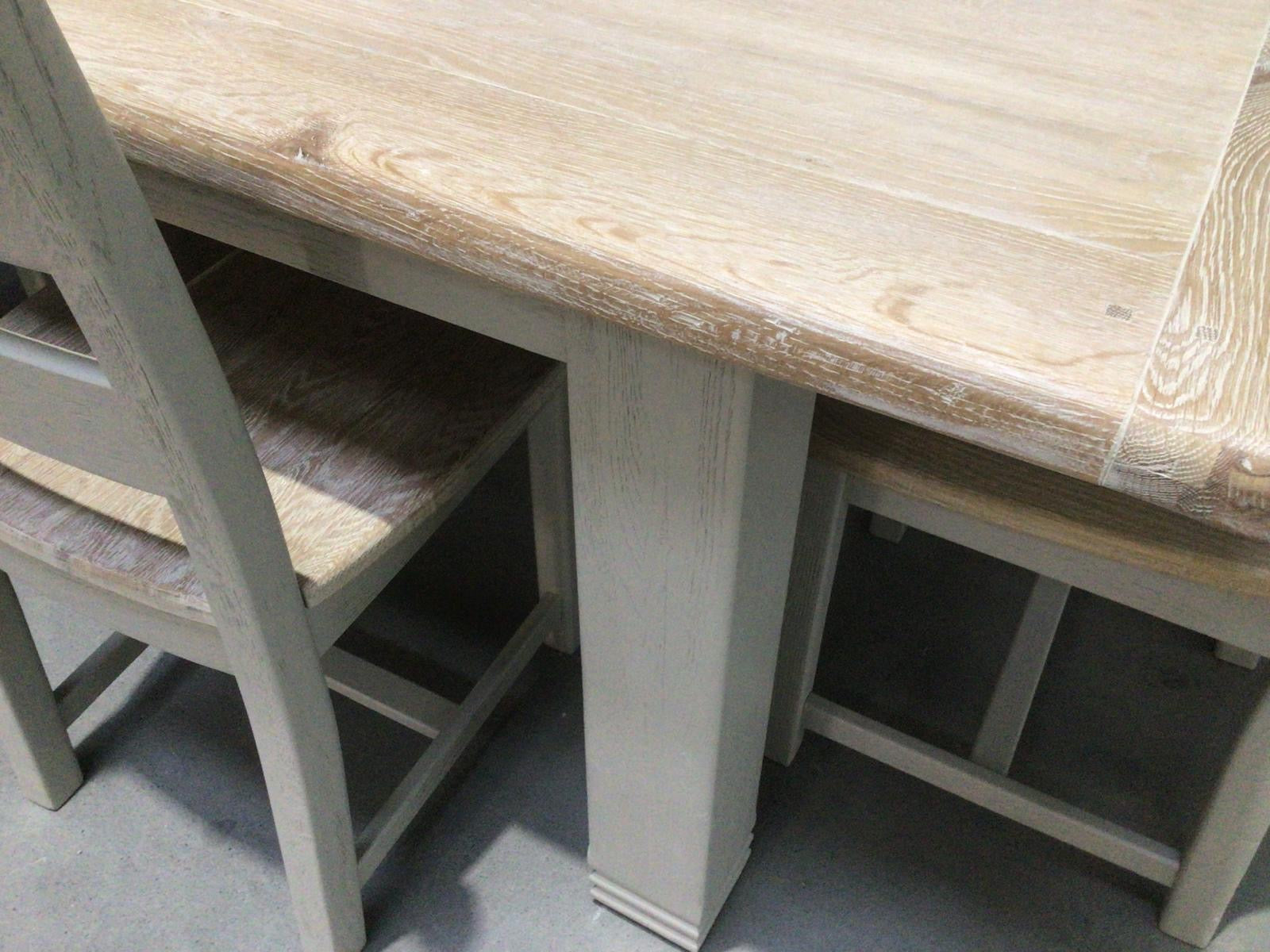 Danube Oak 1.8m Ext Dining Set painted Oyster - Ex Display