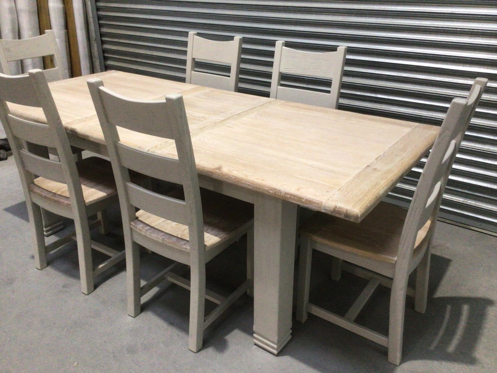 Danube Oak 1.8m Ext Dining Set painted Oyster - Ex Display