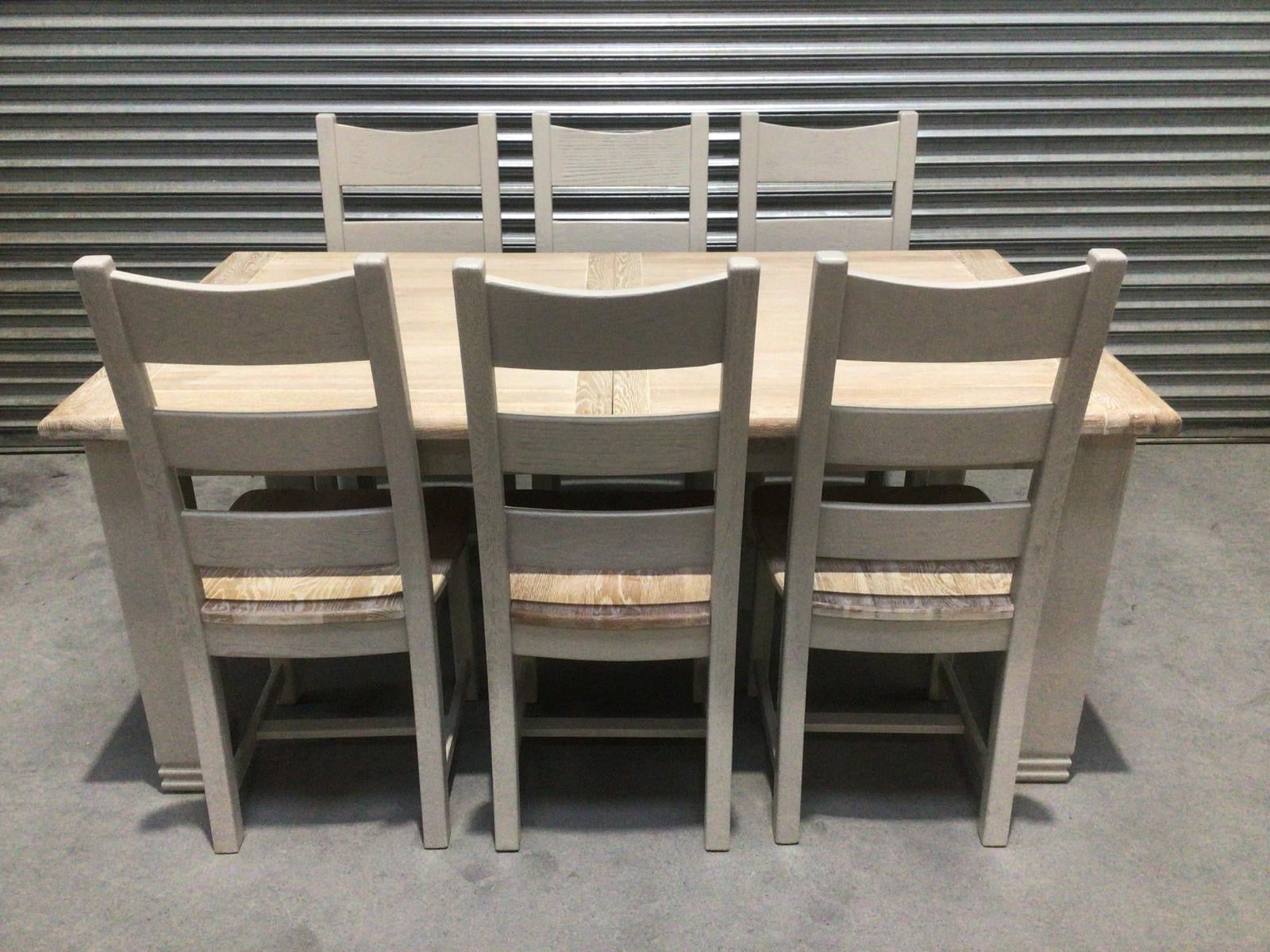 Danube Oak 1.8m Ext Dining Set painted Oyster - Ex Display