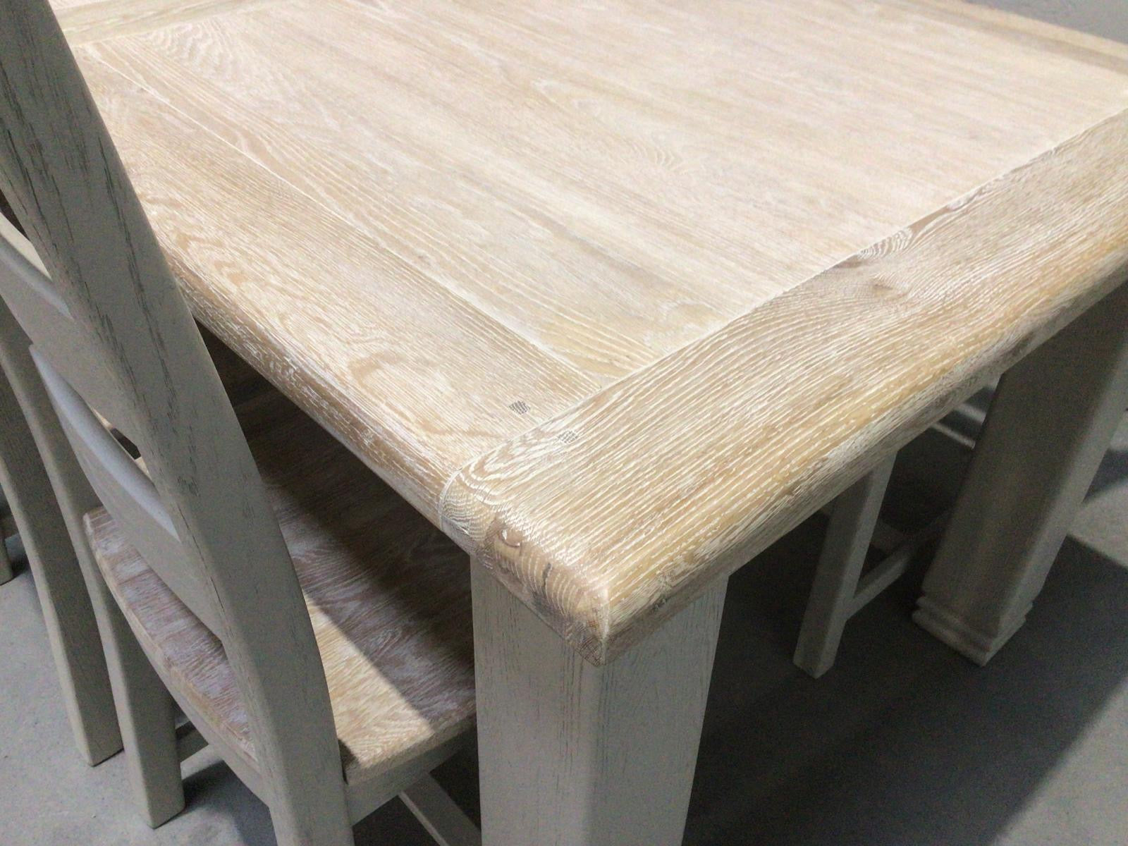 Danube Oak 1.8m Ext Dining Set painted Oyster - Ex Display