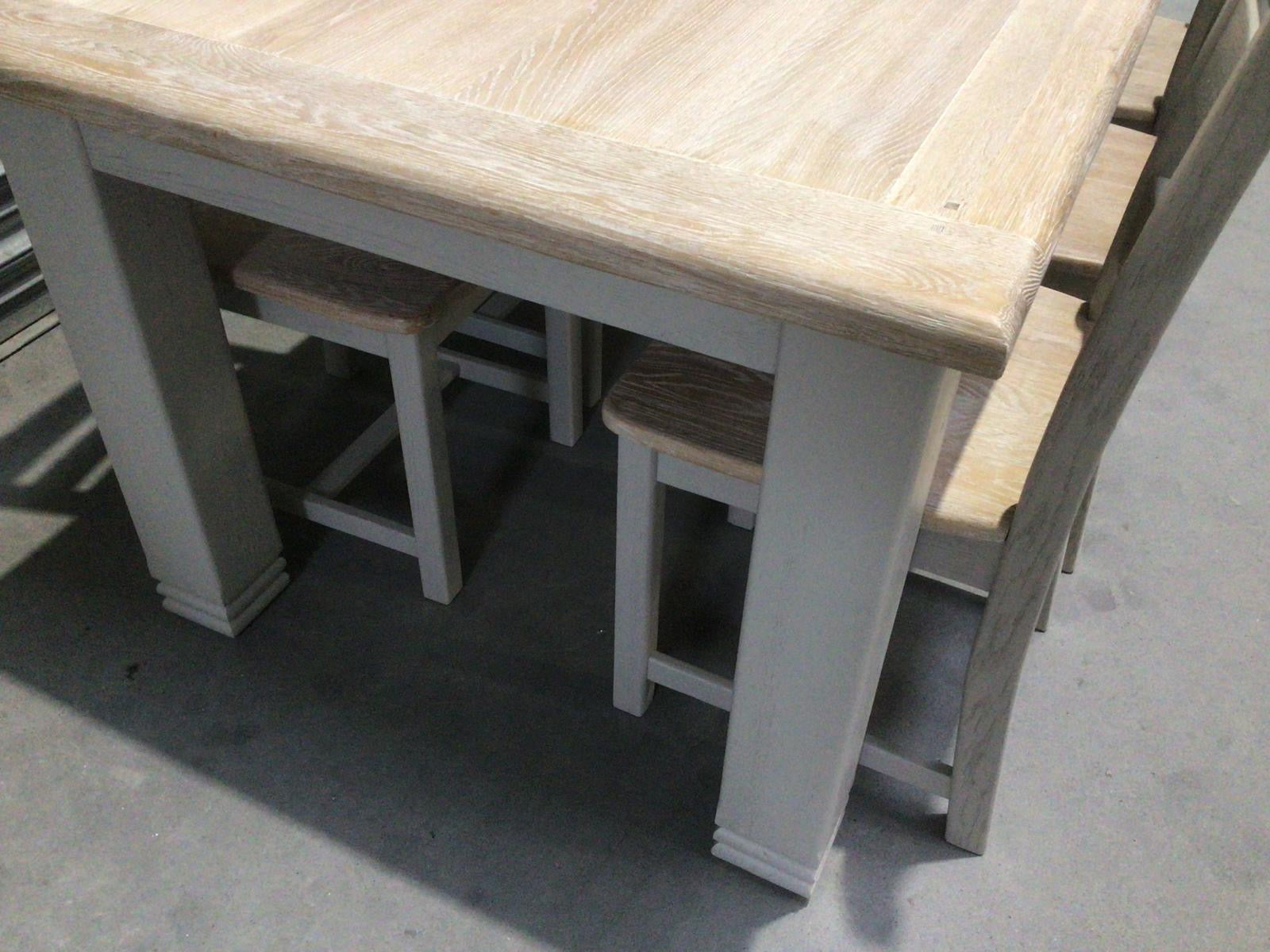 Danube Oak 1.8m Ext Dining Set painted Oyster - Ex Display