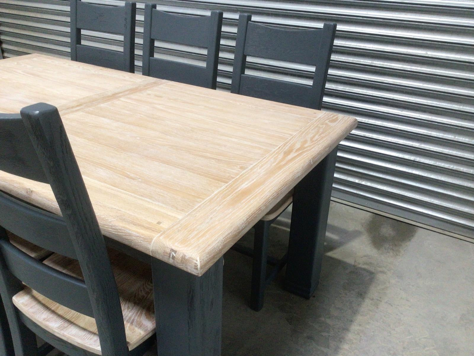 Danube Oak 1.8m Ext Dining Set painted Night Blue