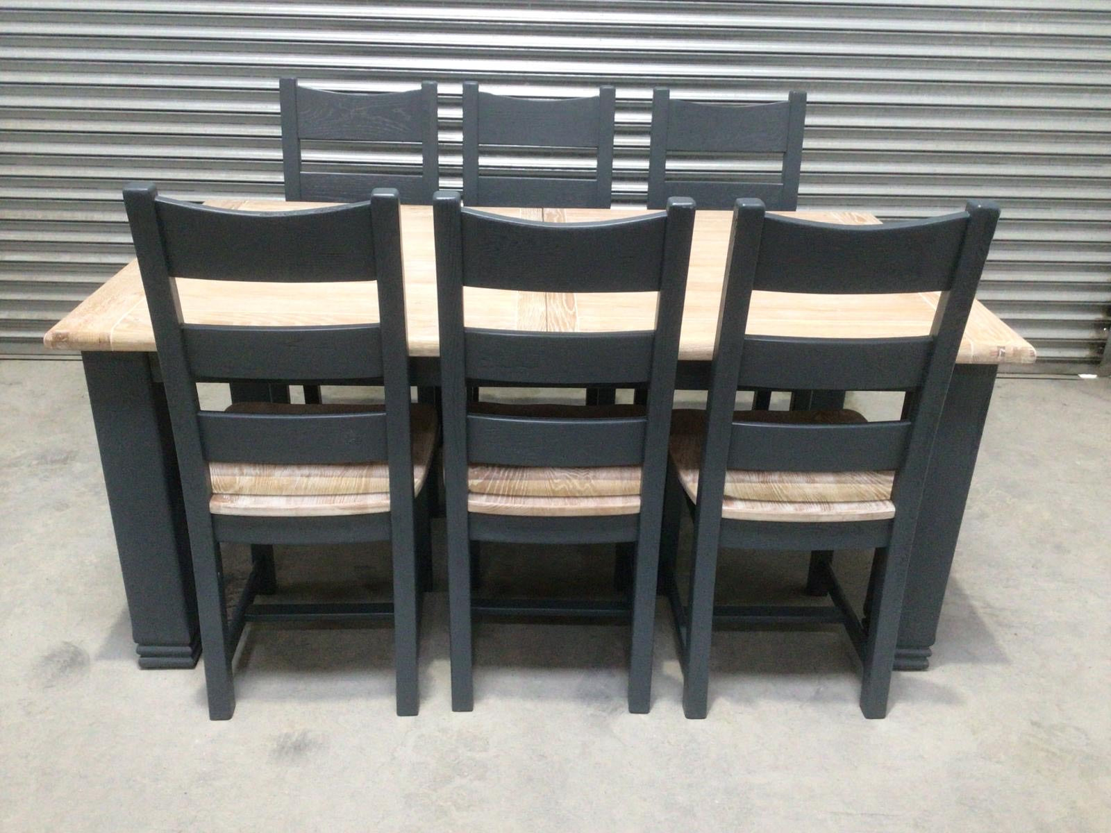 Danube Oak 1.8m Ext Dining Set painted Night Blue