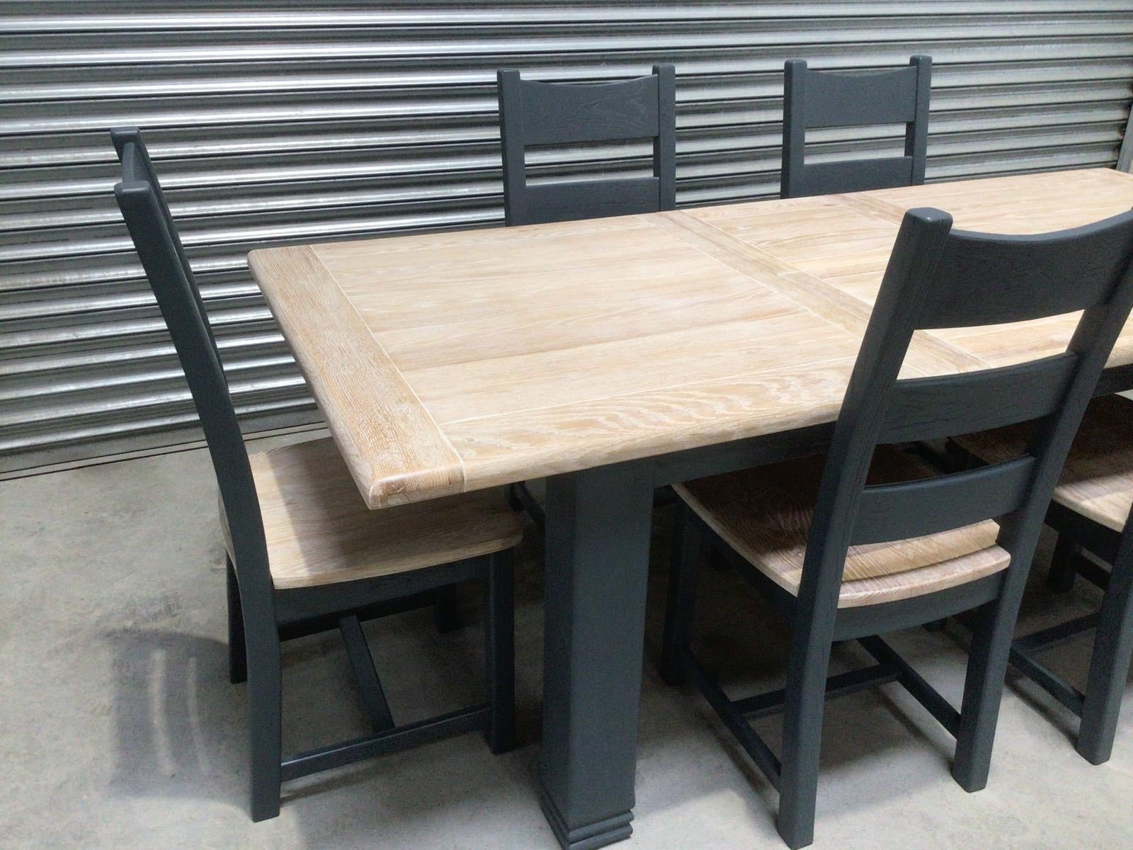 Danube Oak 1.8m Ext Dining Set painted Night Blue