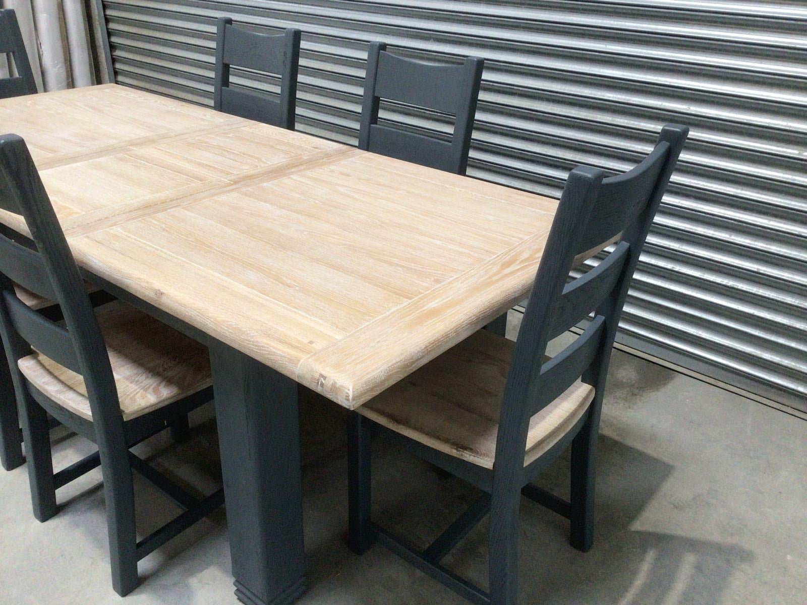 Danube Oak 1.8m Ext Dining Set painted Night Blue