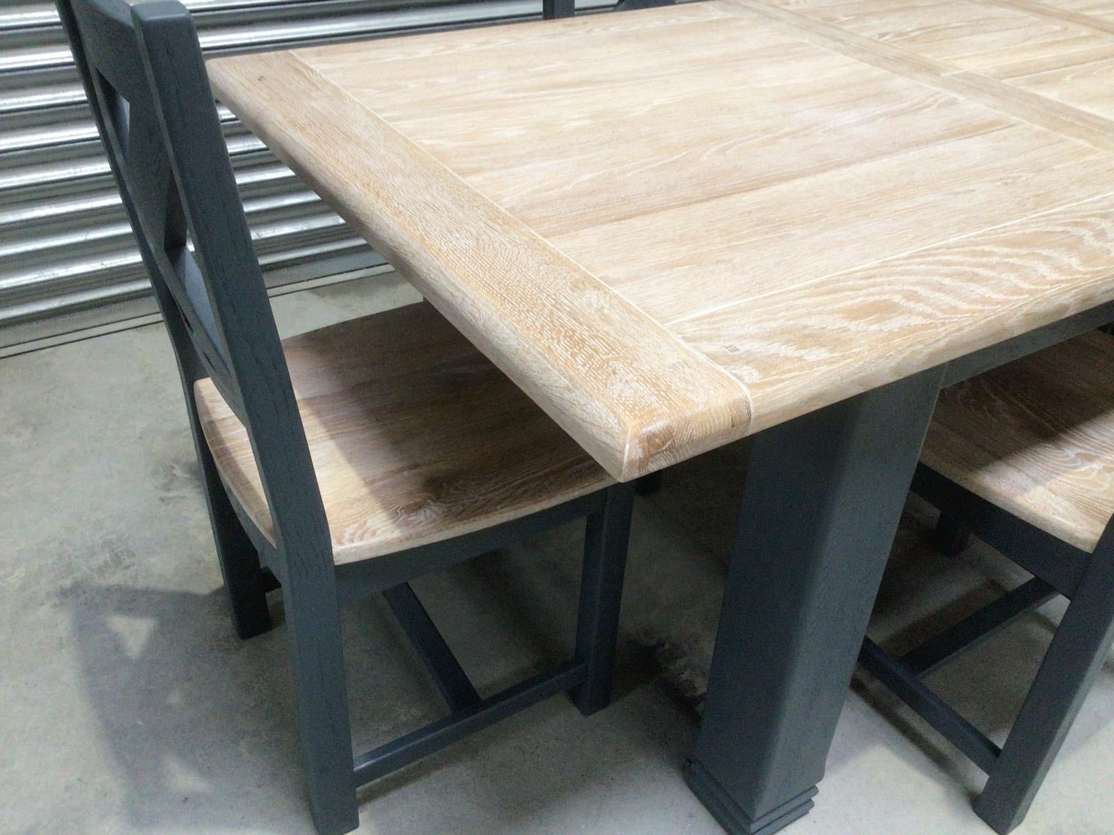 Danube Oak 1.8m Ext Dining Set painted Night Blue