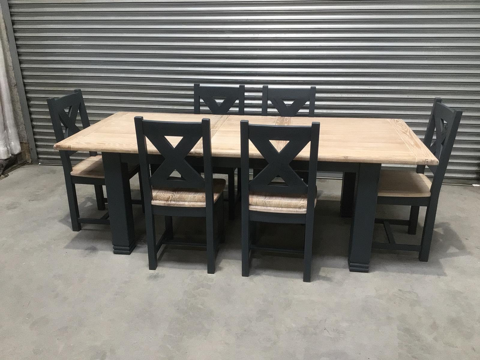 Danube Oak 1.8m Ext Dining Set painted Night Blue