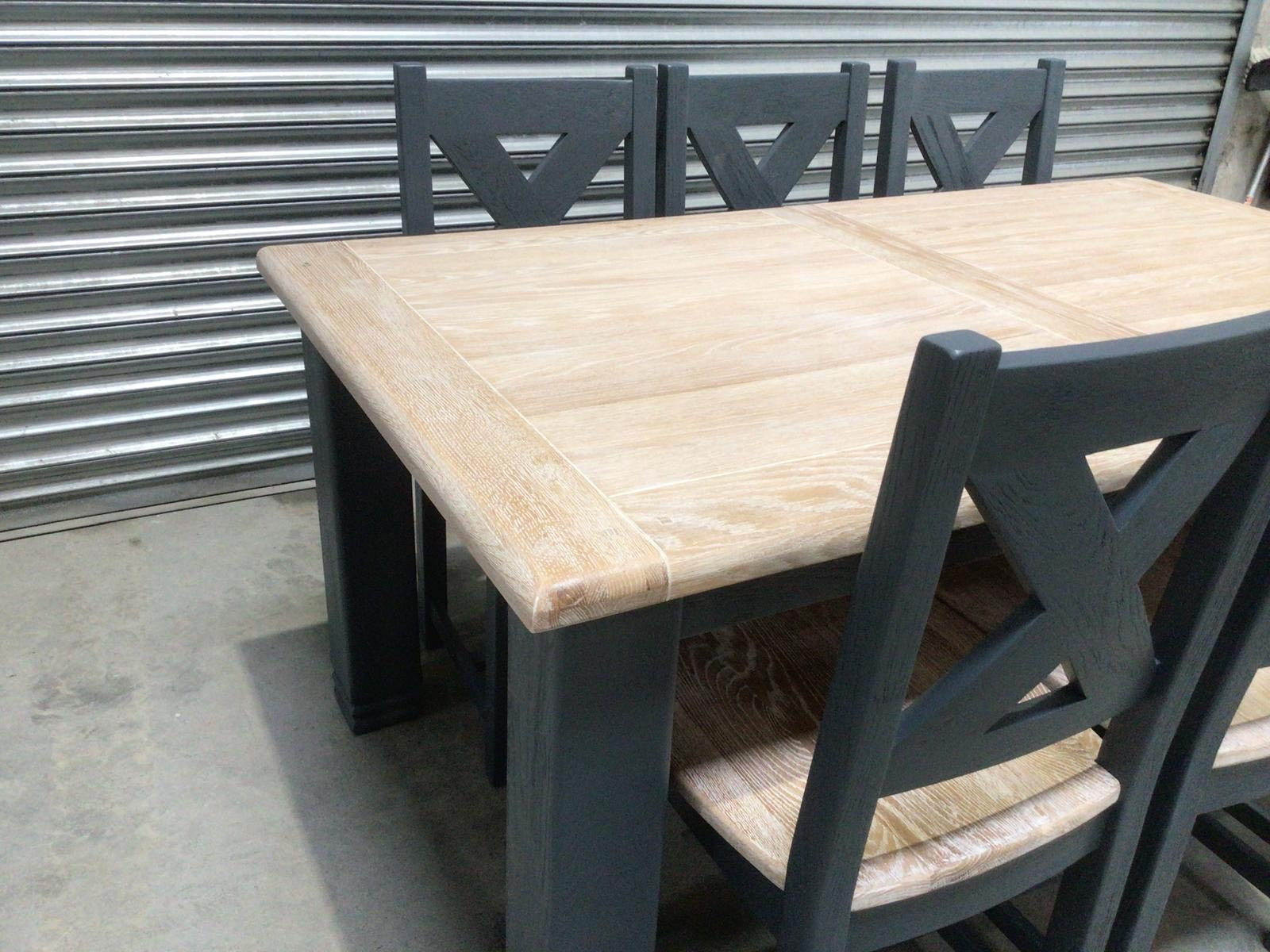 Danube Oak 1.8m Ext Dining Set painted Night Blue