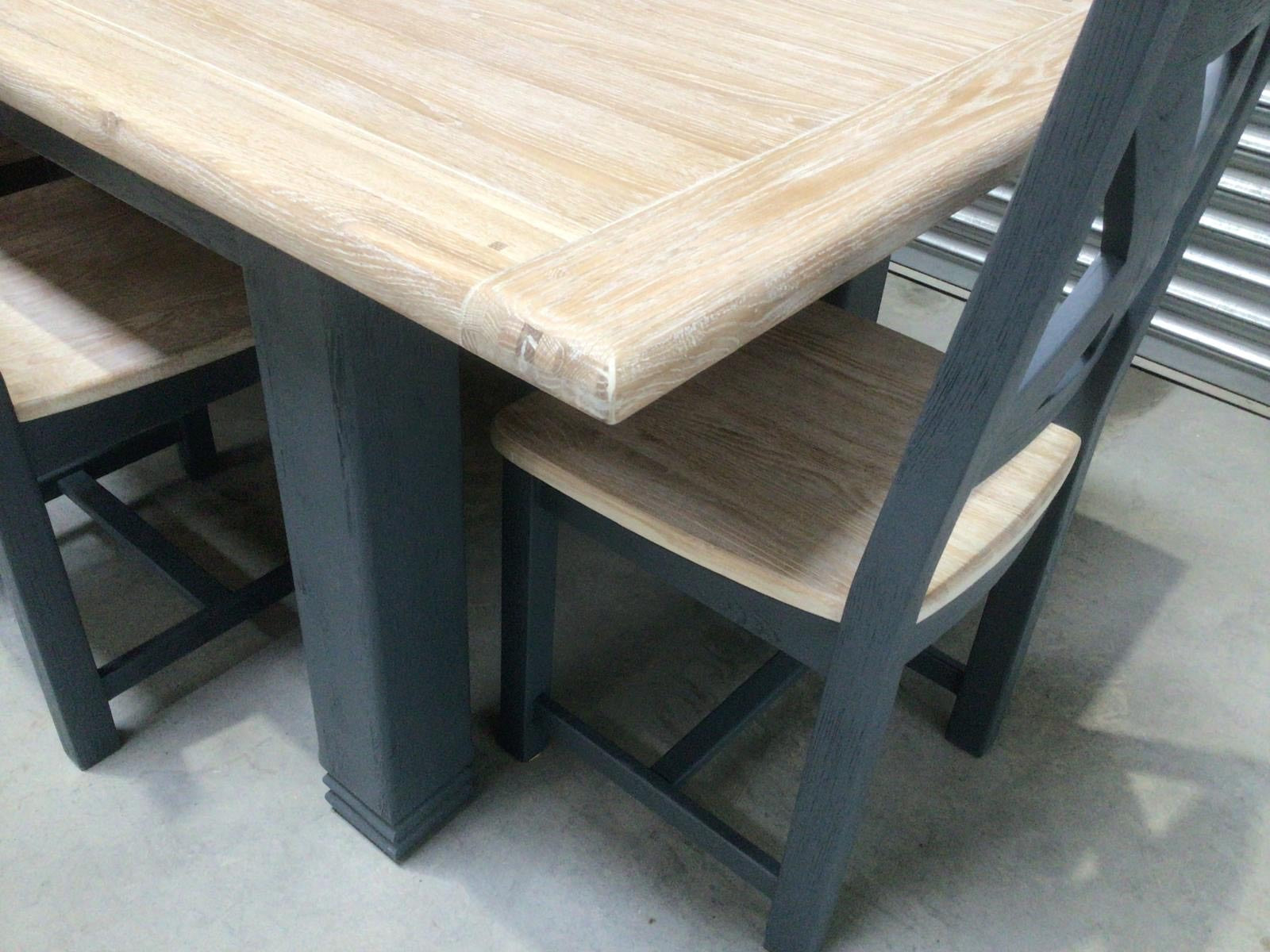 Danube Oak 1.8m Ext Dining Set painted Night Blue