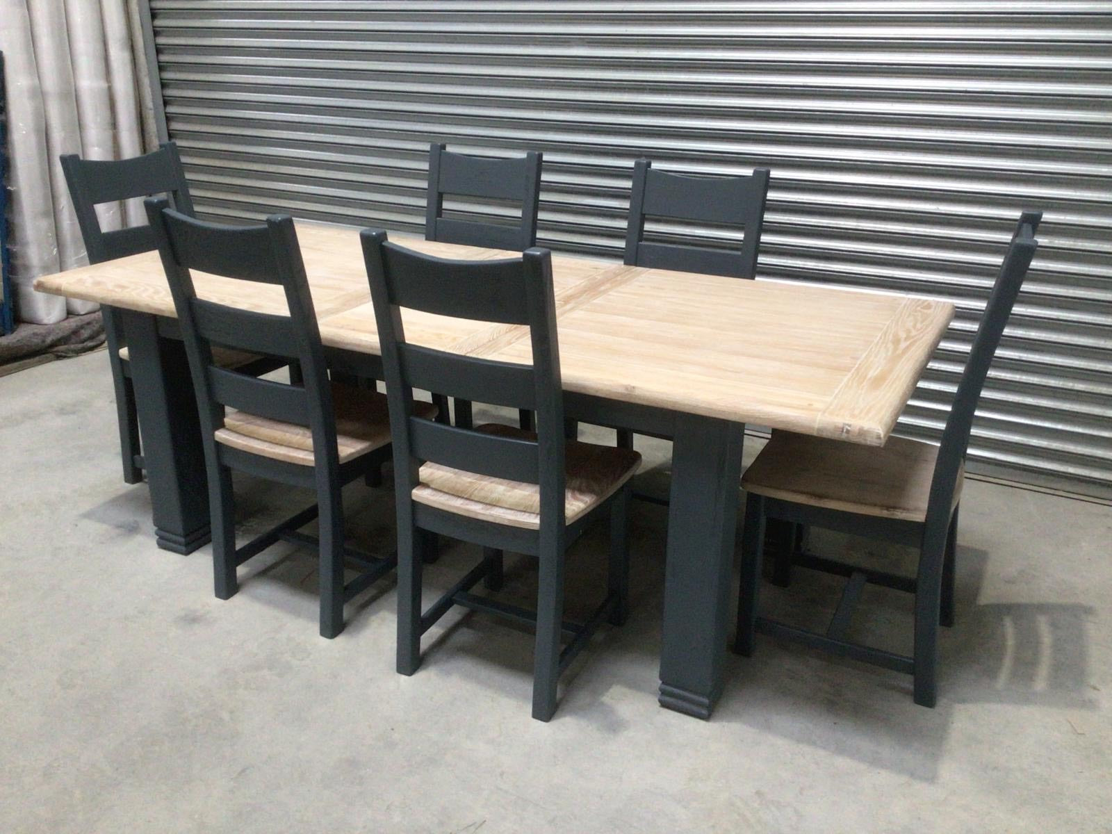 Danube Oak 1.8m Ext Dining Set painted Night Blue