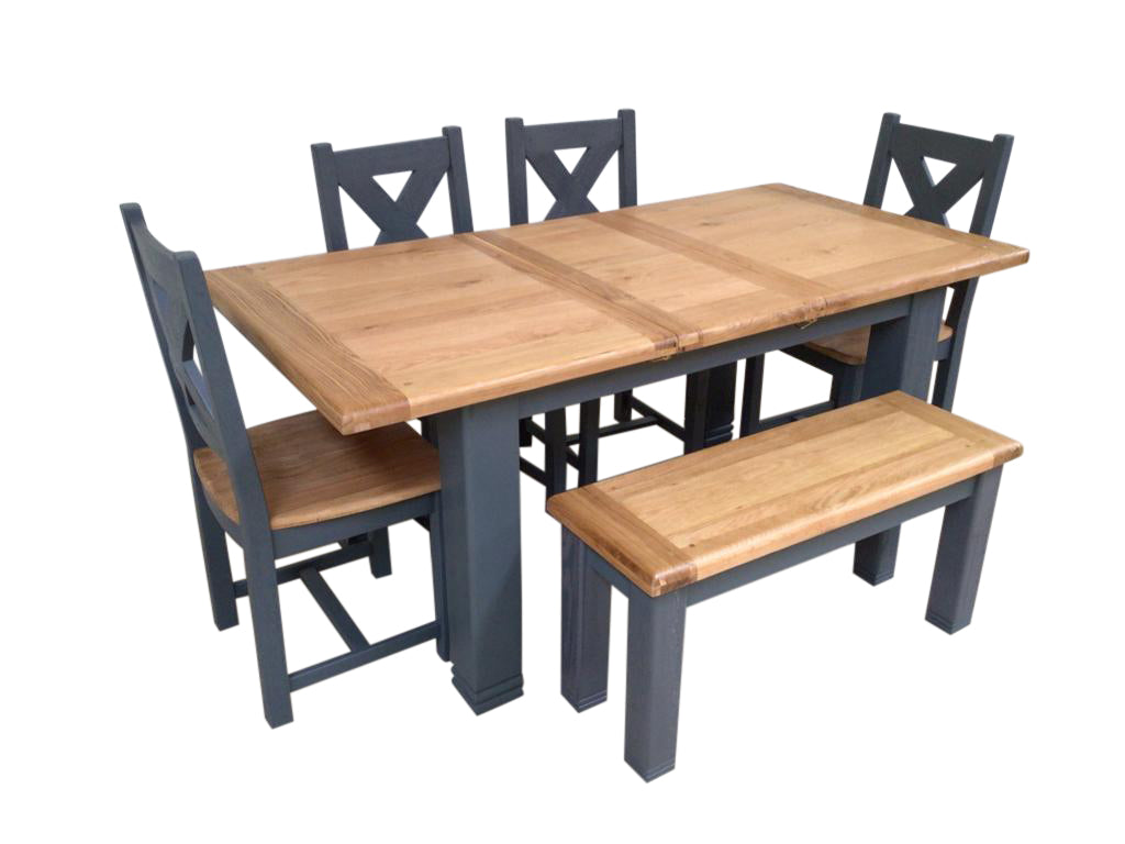 Danube Oak Night Blue 1.4m Ext Dining Set