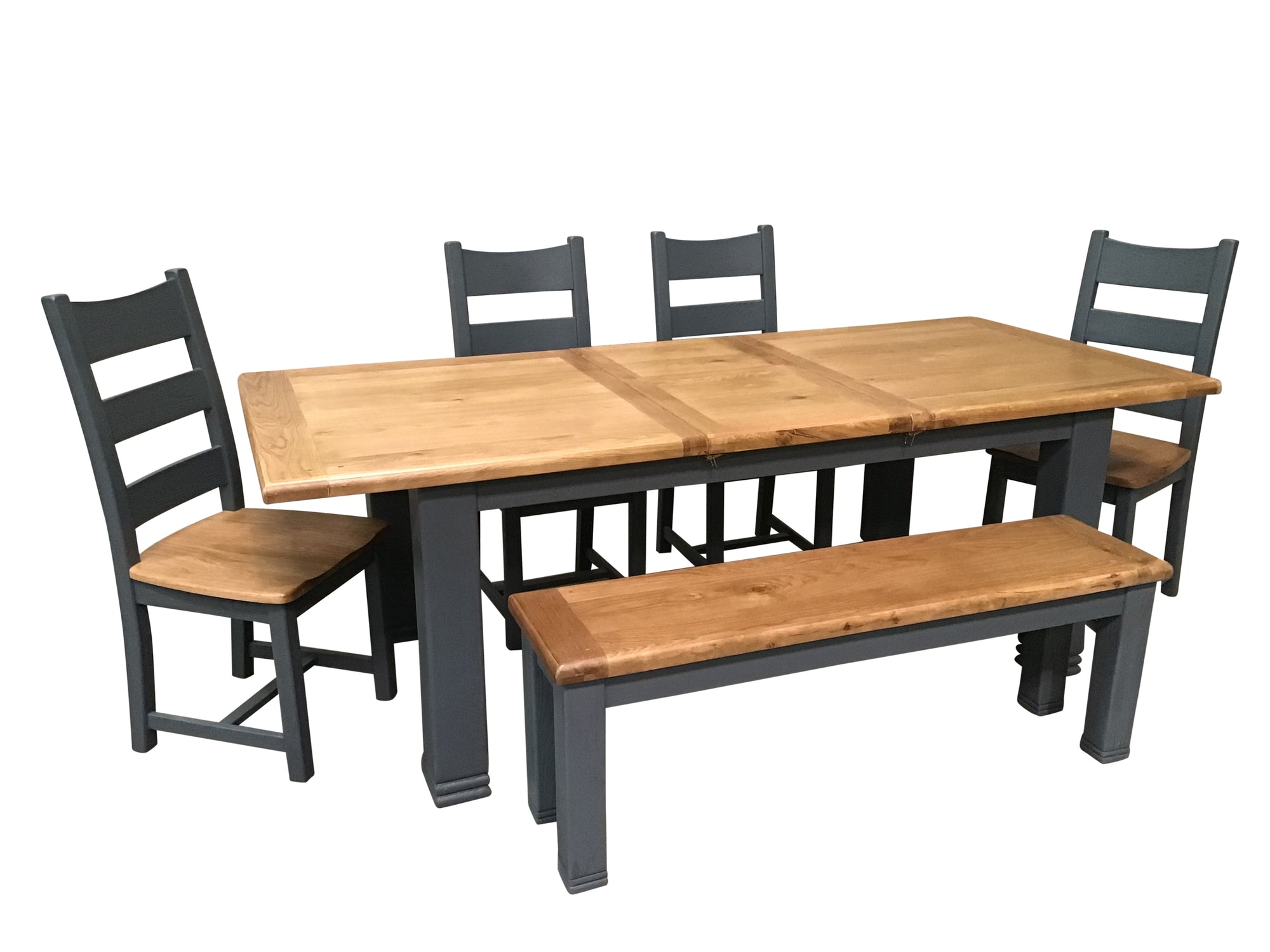 Danube Oak 1.8m Extension Dining Set painted Night Blue