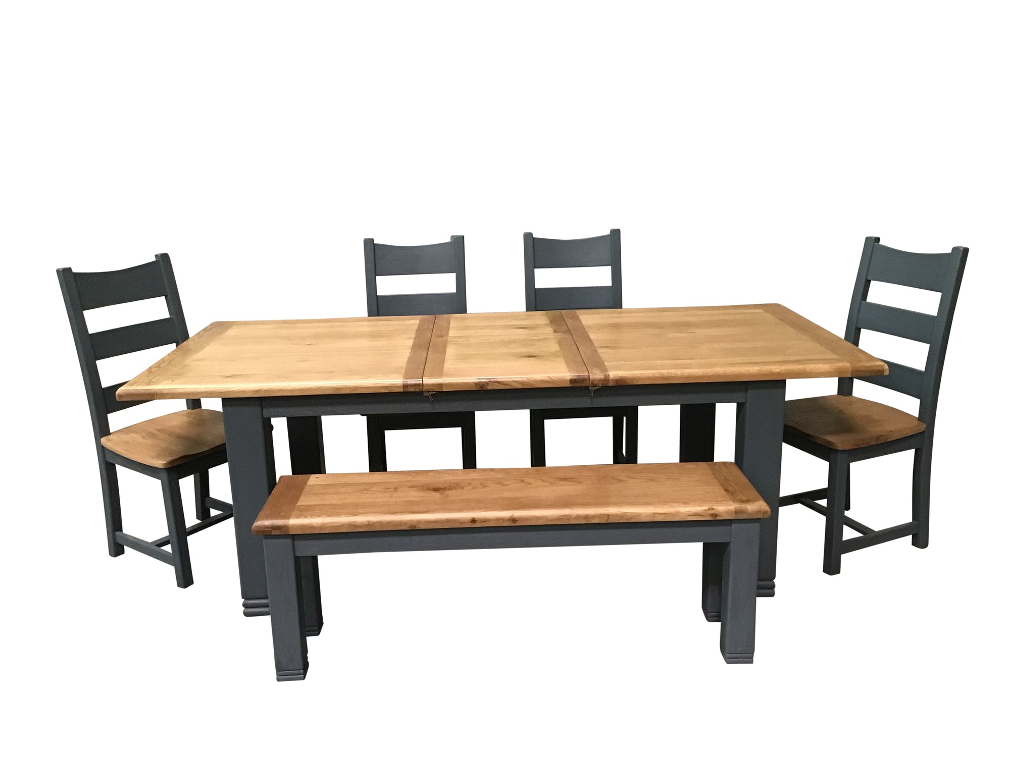 Danube Oak 1.8m Extension Dining Set painted Night Blue