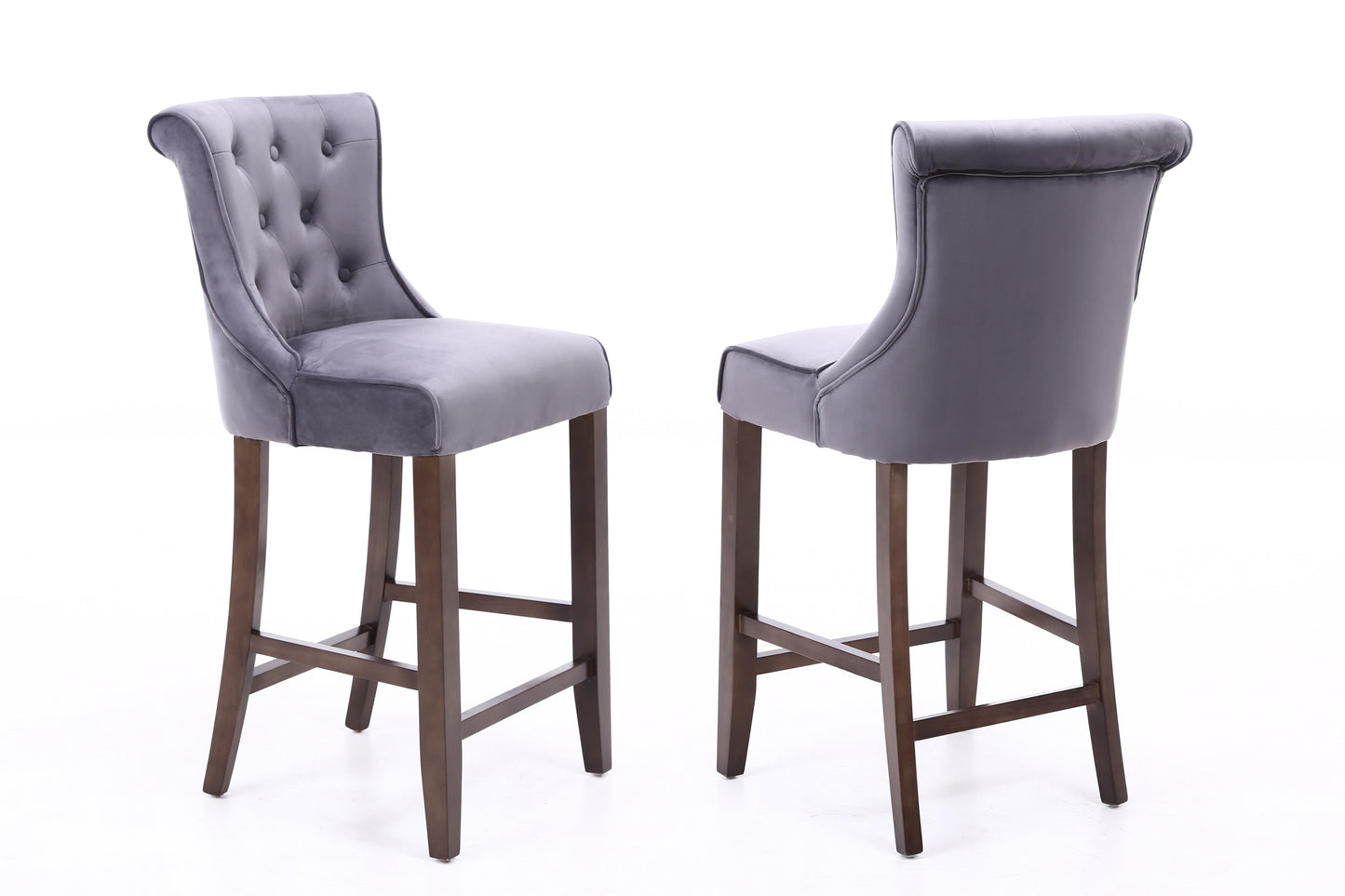 Kingston Grey Velvet Bar Stool