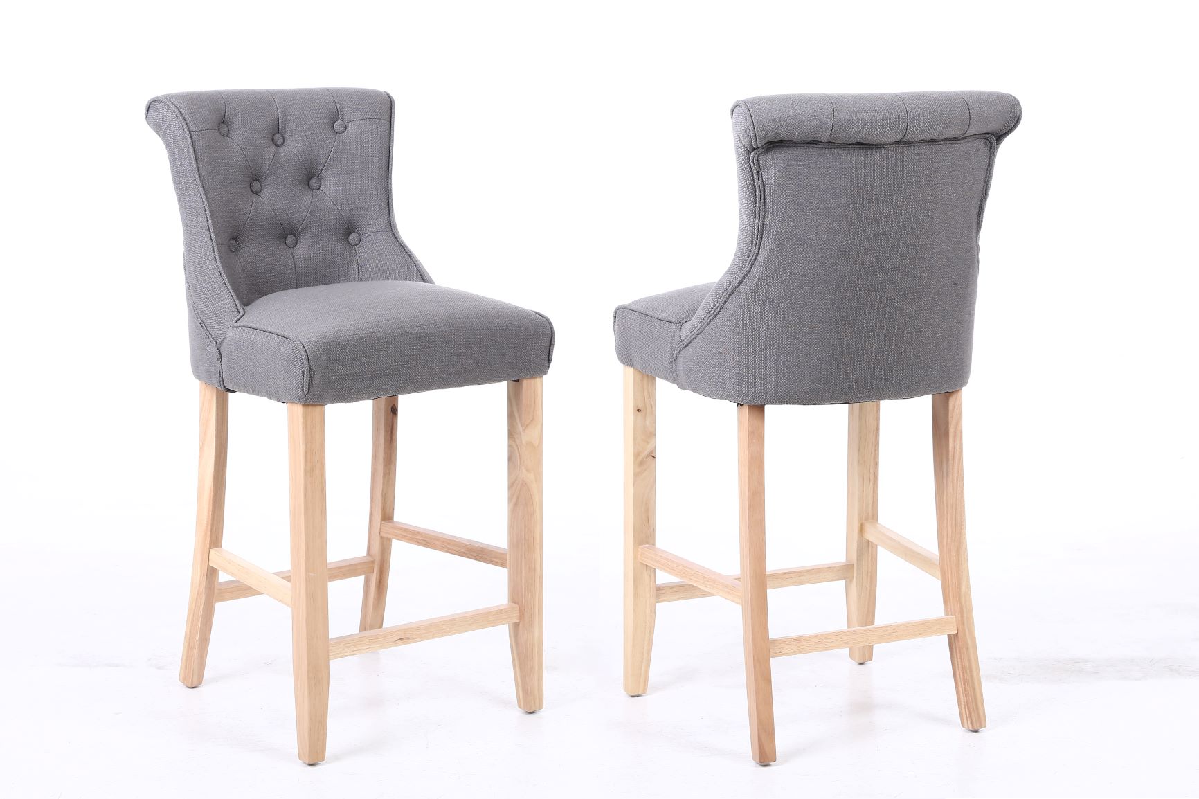 Grey linen bar online stools