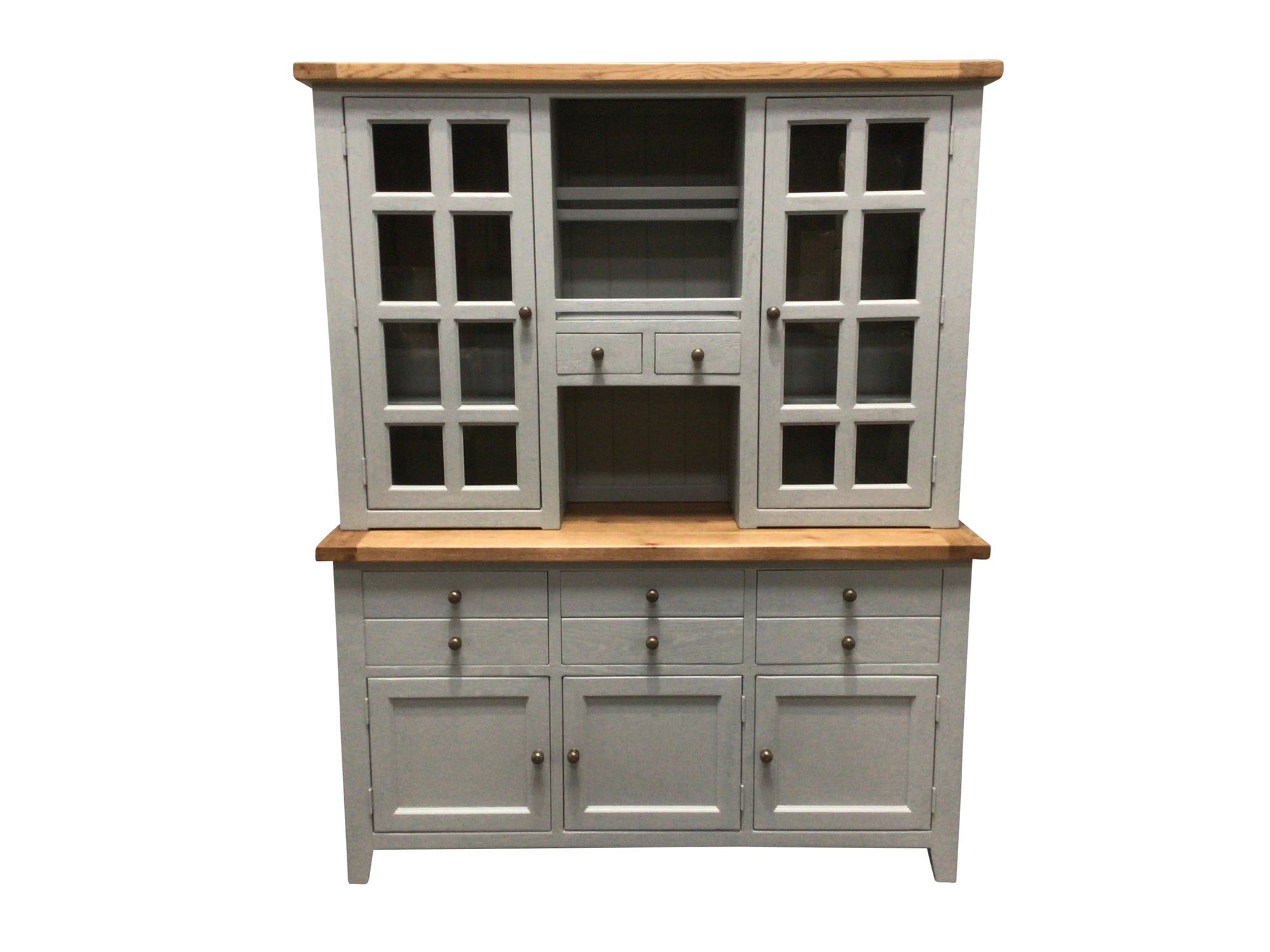 Calgary Oak Large Buffet Hutch painted French Grey