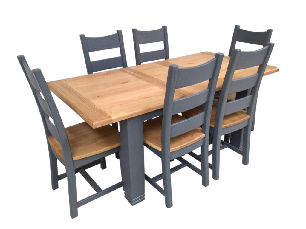 Danube Oak 1.4m Ext Dining Set painted Night Blue