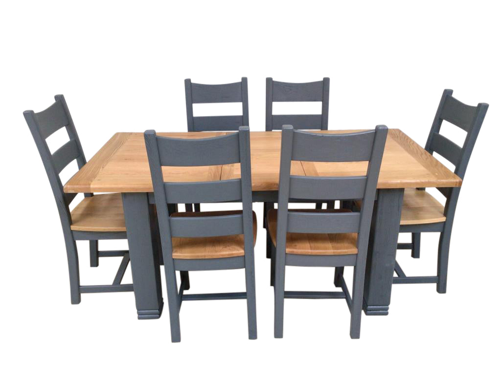 Danube Oak 1.4m Ext Dining Set painted Night Blue