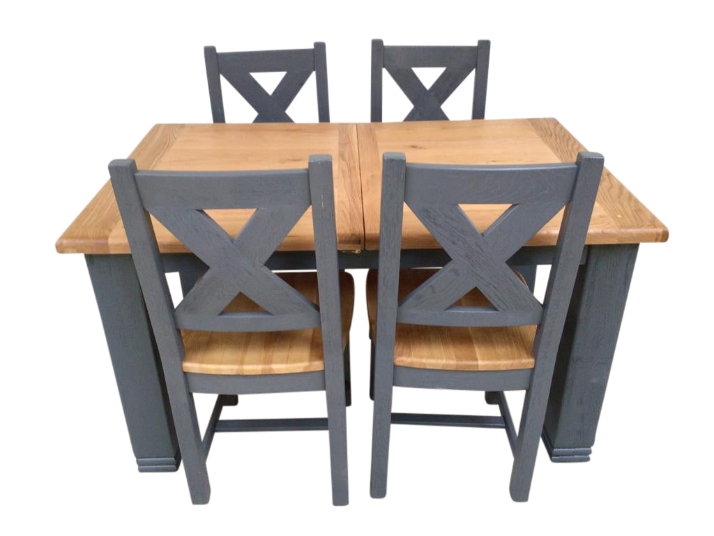 Danube Oak 1.4m Ext Dining Set painted Night Blue