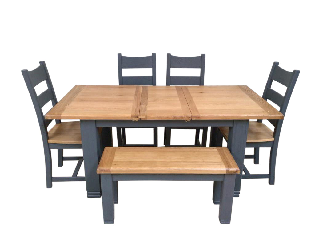 Danube Oak 1.4m Ext Dining Set painted Night Blue