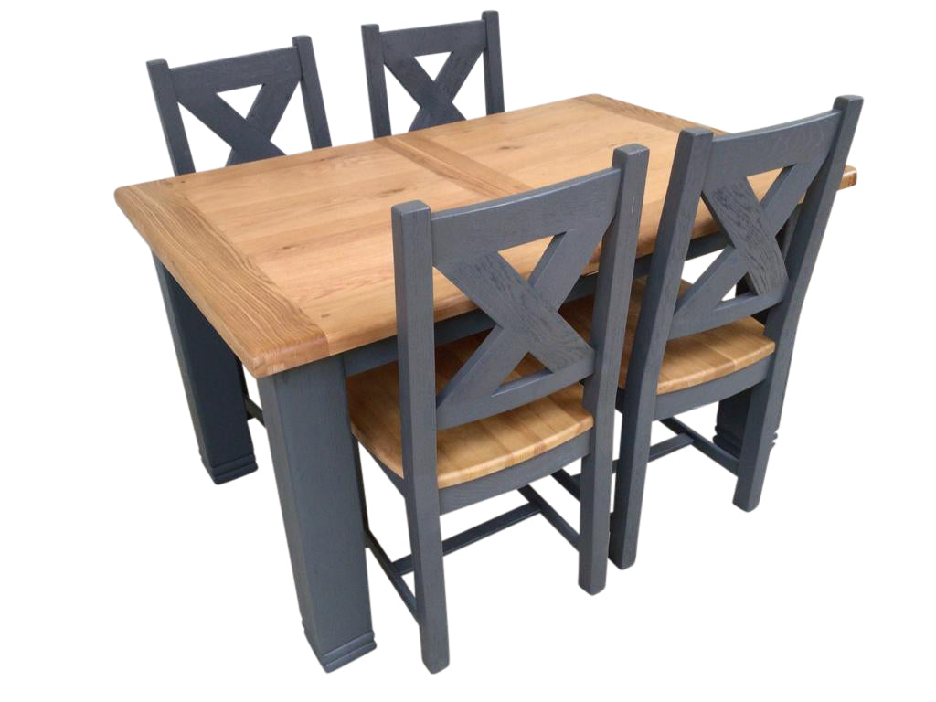 Danube Oak 1.4m Ext Dining Set painted Night Blue