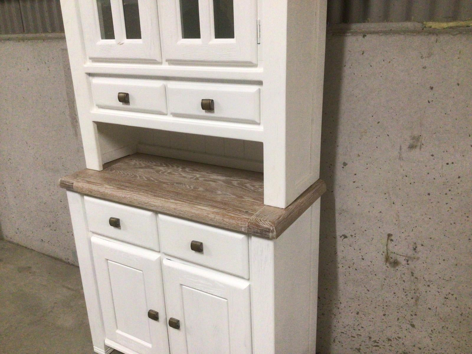 Danube Oak Small Buffet Hutch painted Off-White with a Ciffa Finish