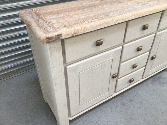Danube Oak Large Sideboard painted Oyster with Ciffa finish - Ex Display