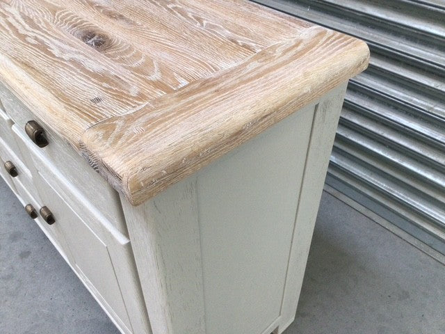 Danube Oak Large Sideboard painted Oyster with Ciffa finish - Ex Display