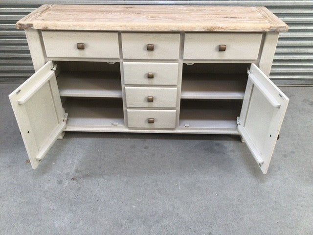 Danube Oak Large Sideboard painted Oyster with Ciffa finish - Ex Display
