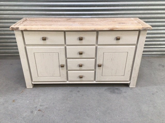 Danube Oak Large Sideboard painted Oyster with Ciffa finish - Ex Display