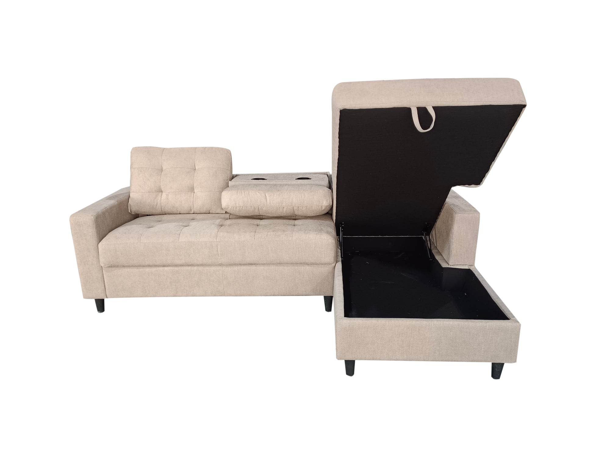 Springfield Beige Linen Corner Sofa - Right Chaise