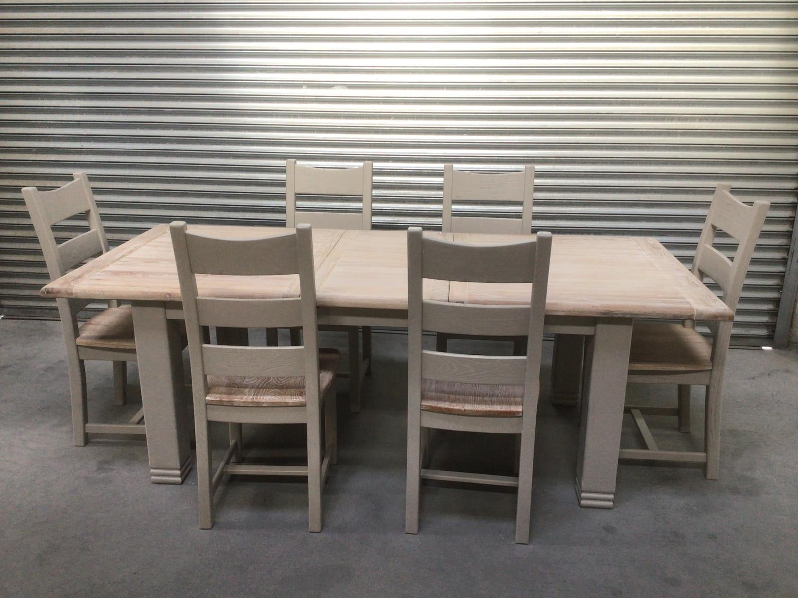Danube Oak 1.8m Ext Dining Set painted Oyster - Ex Display Model