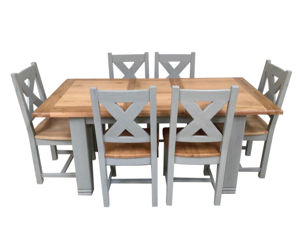 Danube Oak 1.4m Ext Dining Set painted French Grey