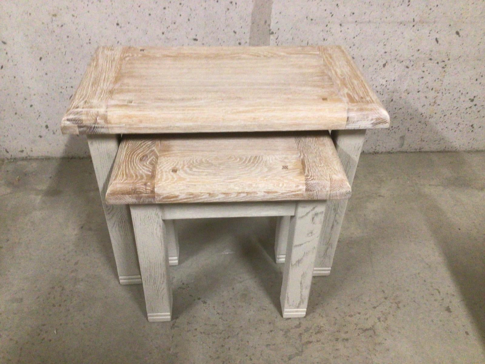 Danube Oak Nest of Tables - Painted Oyster