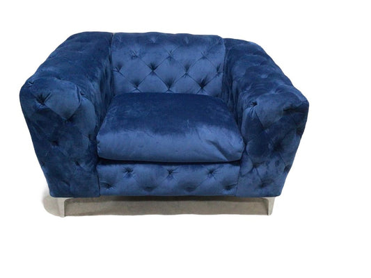 Clayton Large Blue Velvet Arm Chair
