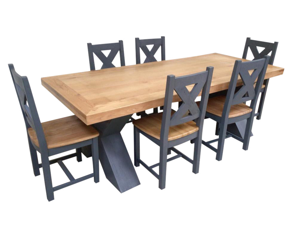 Maximus Oak 2.3m Dining Set painted Night Blue