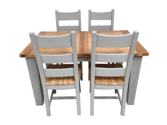 Calgary Oak 1.4m Ext Dining Set - Painted French Grey