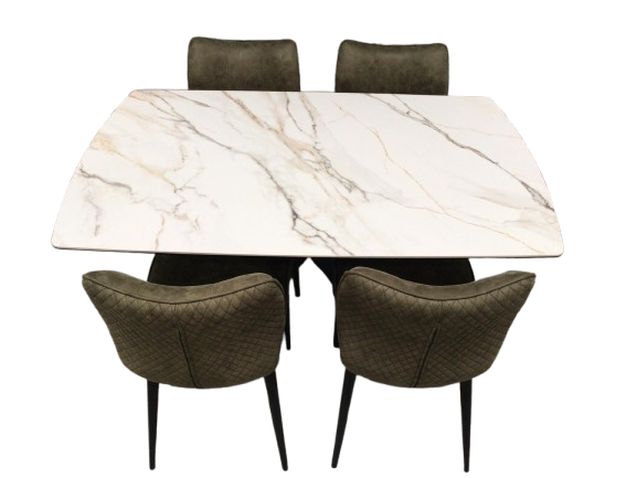 Subiaco Ceramic 1.4m Dining Set - Beige Marble