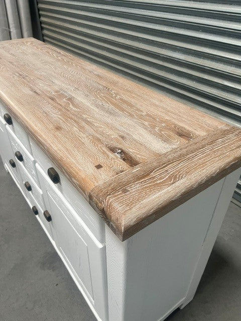 Danube Oak Large Sideboard painted Off-White with Ciffa Finish - Apr13