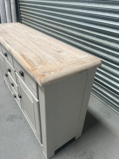 Danube Oak Large Sideboard painted Oyster - Apr14