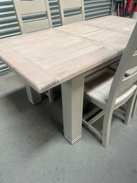 Danube Oak 1.4m Ext Dining Set painted Oyster - Apr16