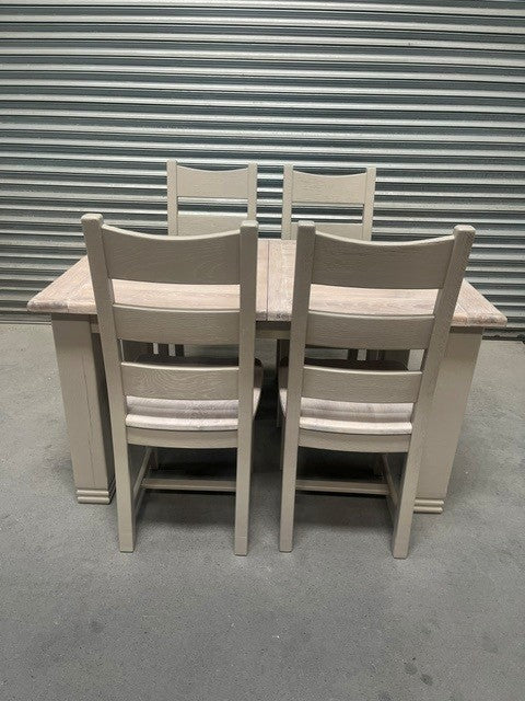 Danube Oak 1.4m Ext Dining Set painted Oyster - Apr16